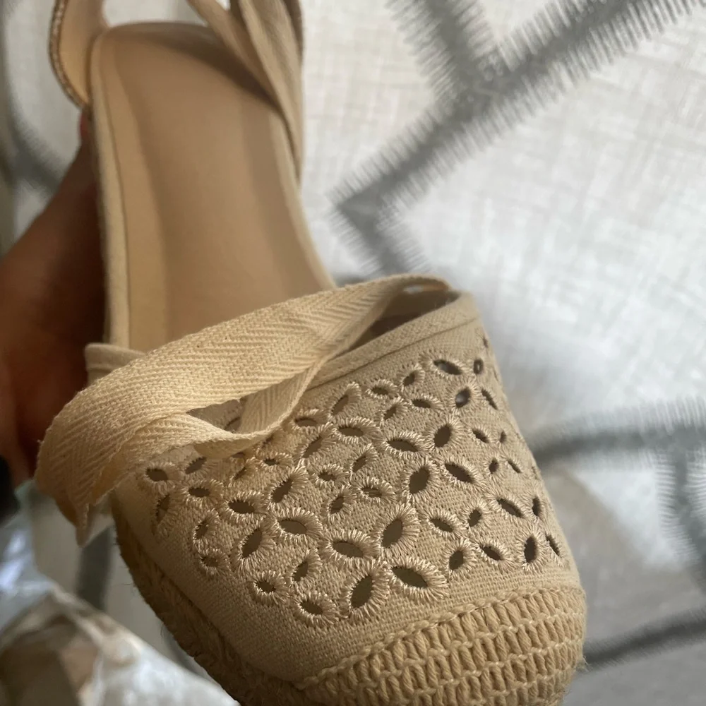 Macy's Cream Lace Espadrille Flats - Picture 4 of 4
